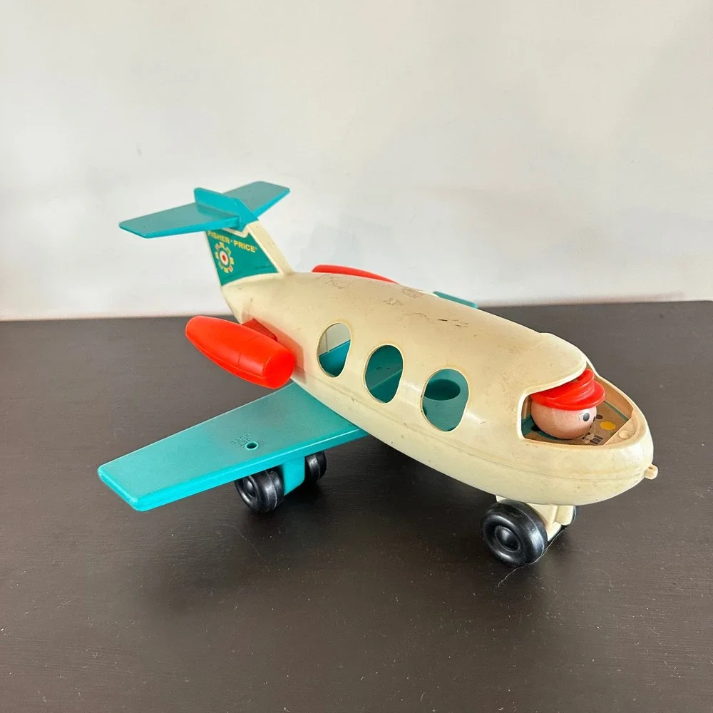 VTG Fisher-Price Little People Jetliner Airplane 182 Pilot Figure 1970s Toy